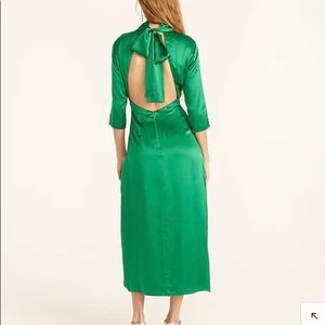 NWT J. Crew Collection Open Back Silk Charmeuse Dress Brilliant Kelly Green 2